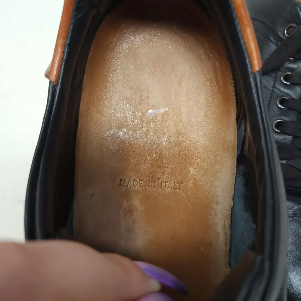 Good Man Brand Mens Sneakers Legend Black Leather Shoes Russell Wilson Italy 12 - Picture 8 of 11
